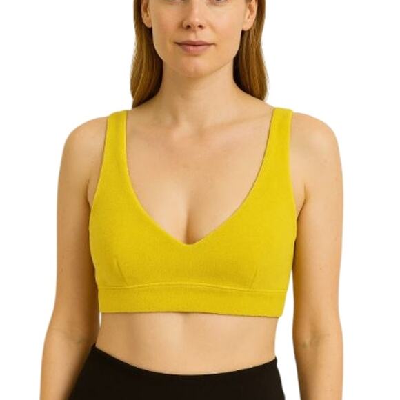 OFFLINE by Aerie Terry Sports Bra Size Large NWT Green Rush Plunge Neck - Picture 1 of 7